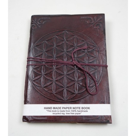 Cahier cuir Fleur de vie 15x20cms IN20304