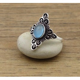 Bague Pierre Semi précieuse IN18414 calcédoine bleue