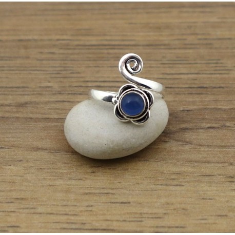 Bague Pierre Semi précieuse IN18416 calcédoine bleue