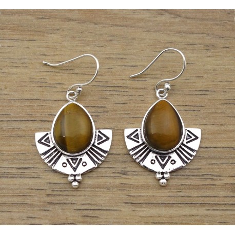 Boucles d'oreilles IN18226 oeil de tigre