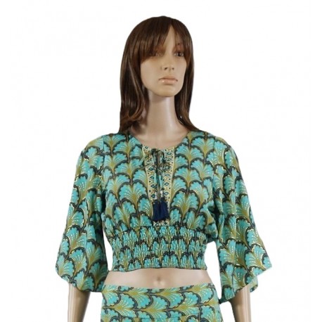 Top Bohème aqua