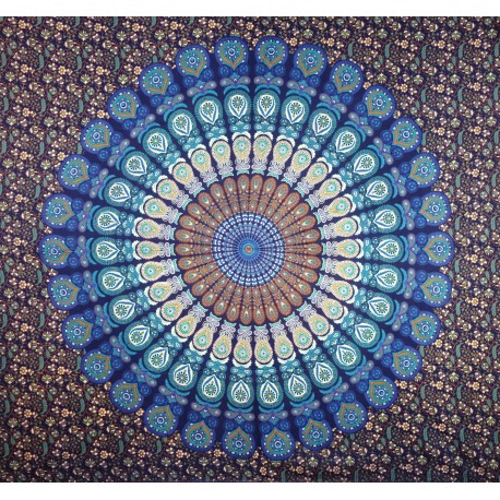 Tenture mandala turquoise IN14095