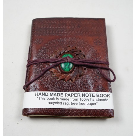 Cahier cuir Mandala/malachite 11x15cm IN20308