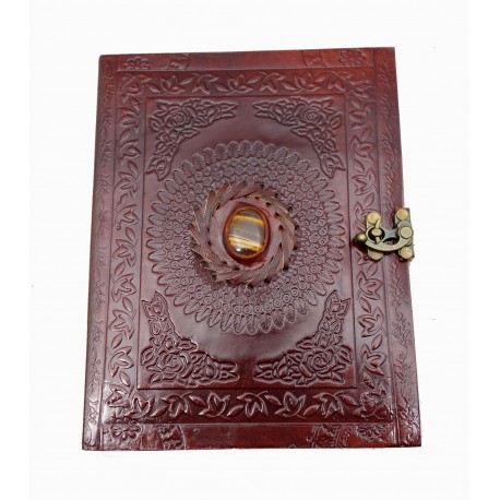 Carnet cuir Oeil de tigre 17x23cm IN20312