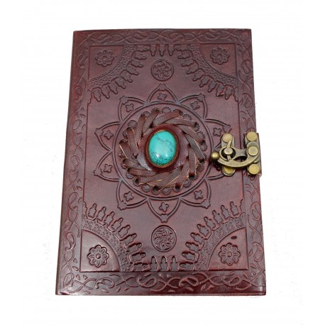 Carnet cuir turquoise 13x18cm IN20314